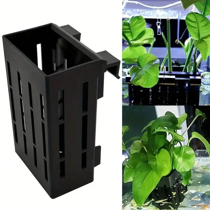 Aquarium Fish Real - Aquarium-Pflanzenhalter Schwarzer Plastikkorb mit Clip für